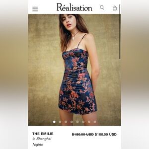Realisation Par Navy and Red Floral Mini Dress S